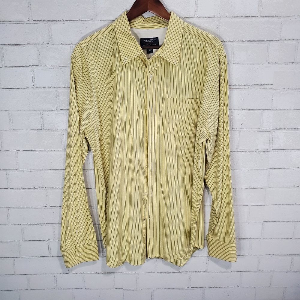 AEO yellow stripe button down top